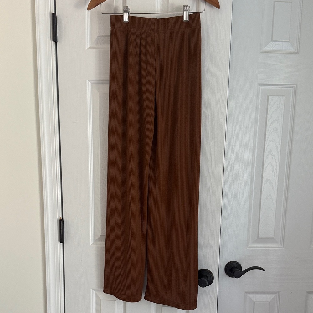 Elegant Brown Wide Leg Women's Pants